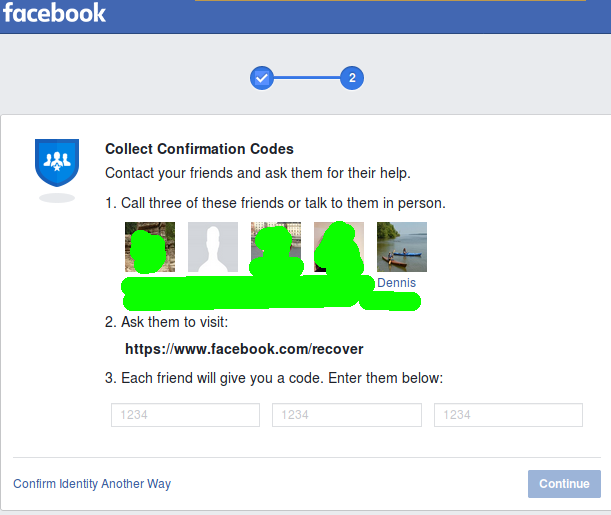 facebook confirmation code